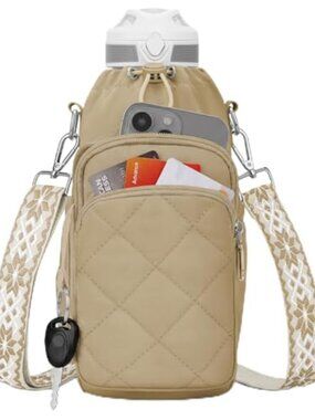 Insulated Water Bottle Crossbody Bag with RFID Blocking for 20-40 oz Tumblers